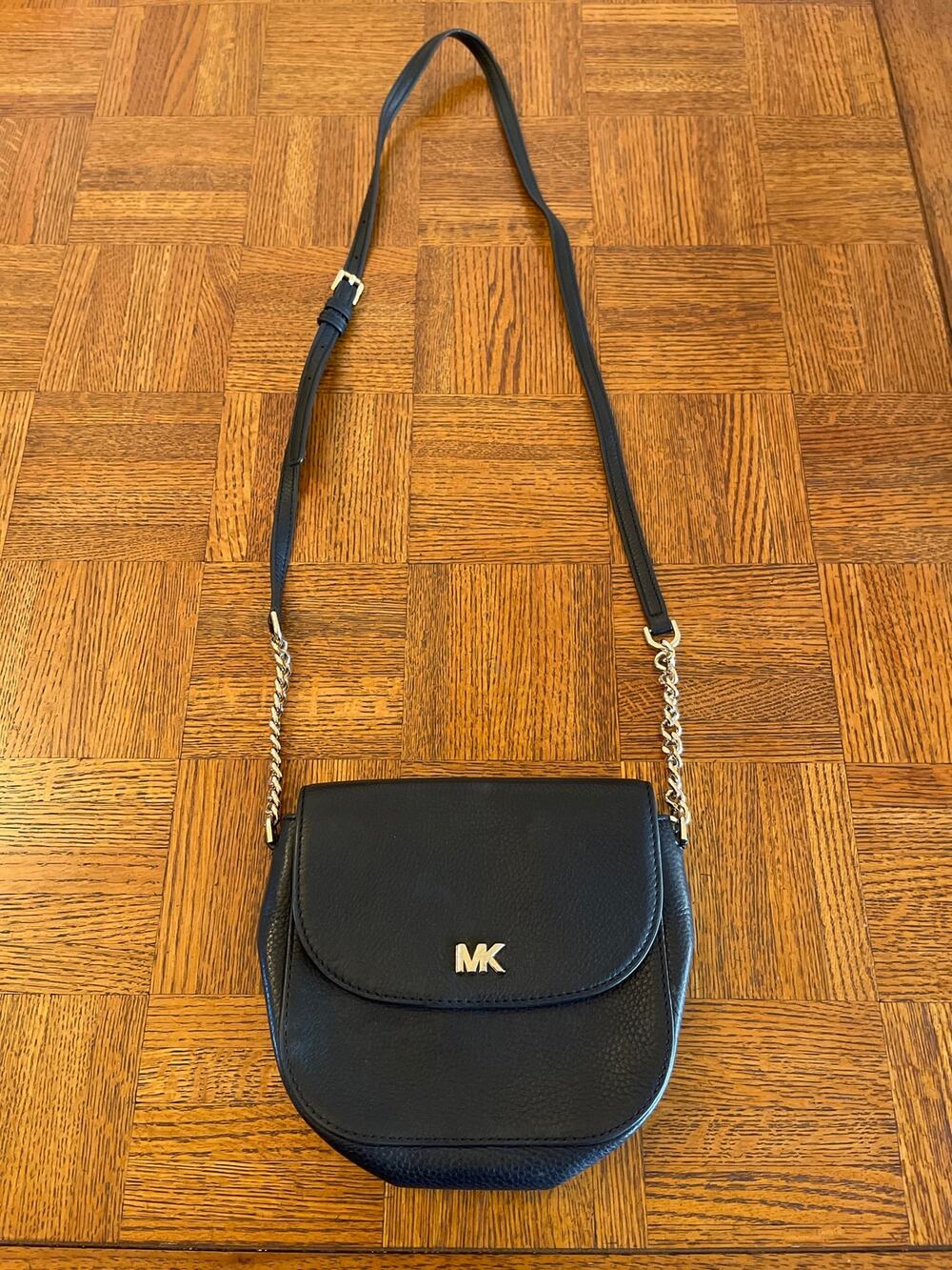 Michael Michael Kors Black Pebbled Leather Half Dome Crossbody Bag black
